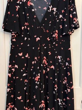 Torrid Y2K Style Black Dress Pink Butterfly Print Flattering Slimming Easy U1